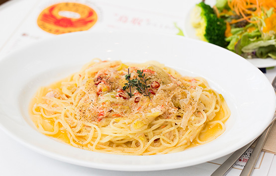 「あま~い白ネギのラグーと紅ズワイガニのスパゲッティ」